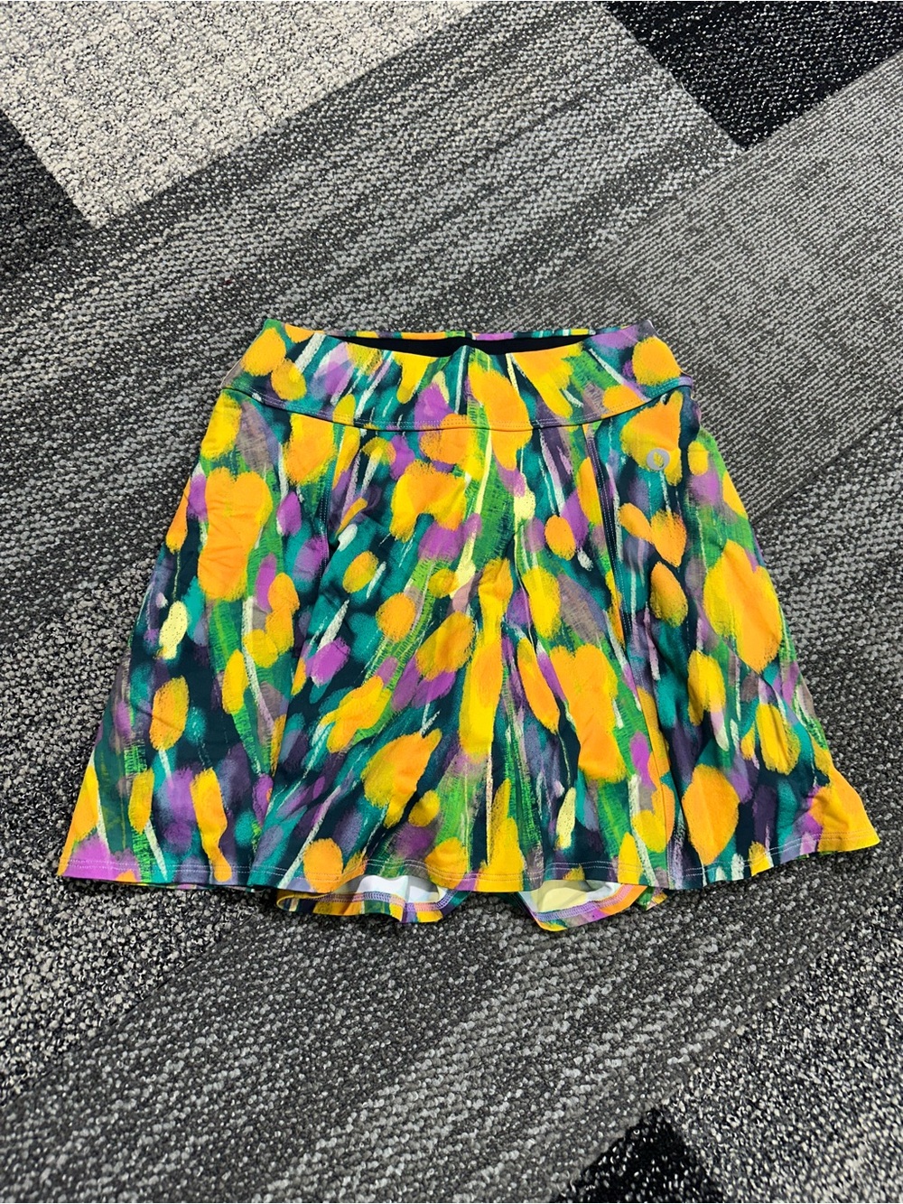 Dona Jo Spin Skirt Skort Compression Abstract Tulip Print Ruffle Athleisure Sz-M